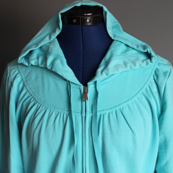 Blue Full Zip Hooded Long Sleeve Jacket ~M~ - Picture 2 of 7